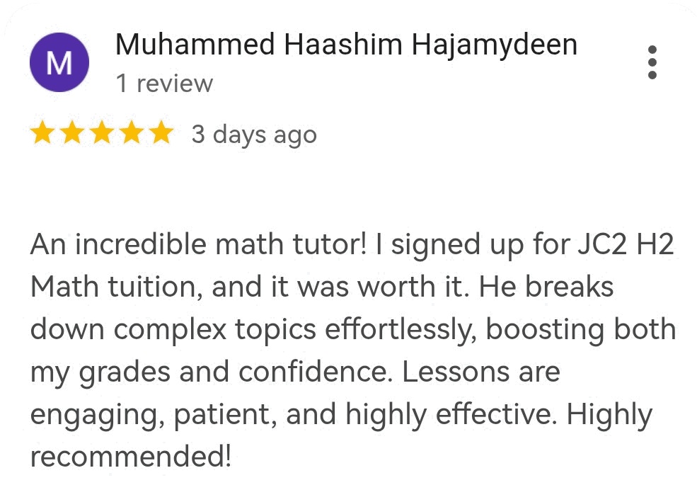 Online JC H2 math tutor Singapore Recommedation