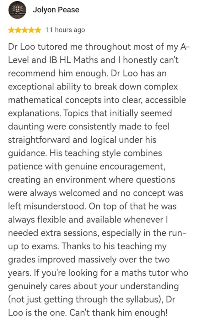 Recommeded Cambridge A level math IB HL math tutor Singapore